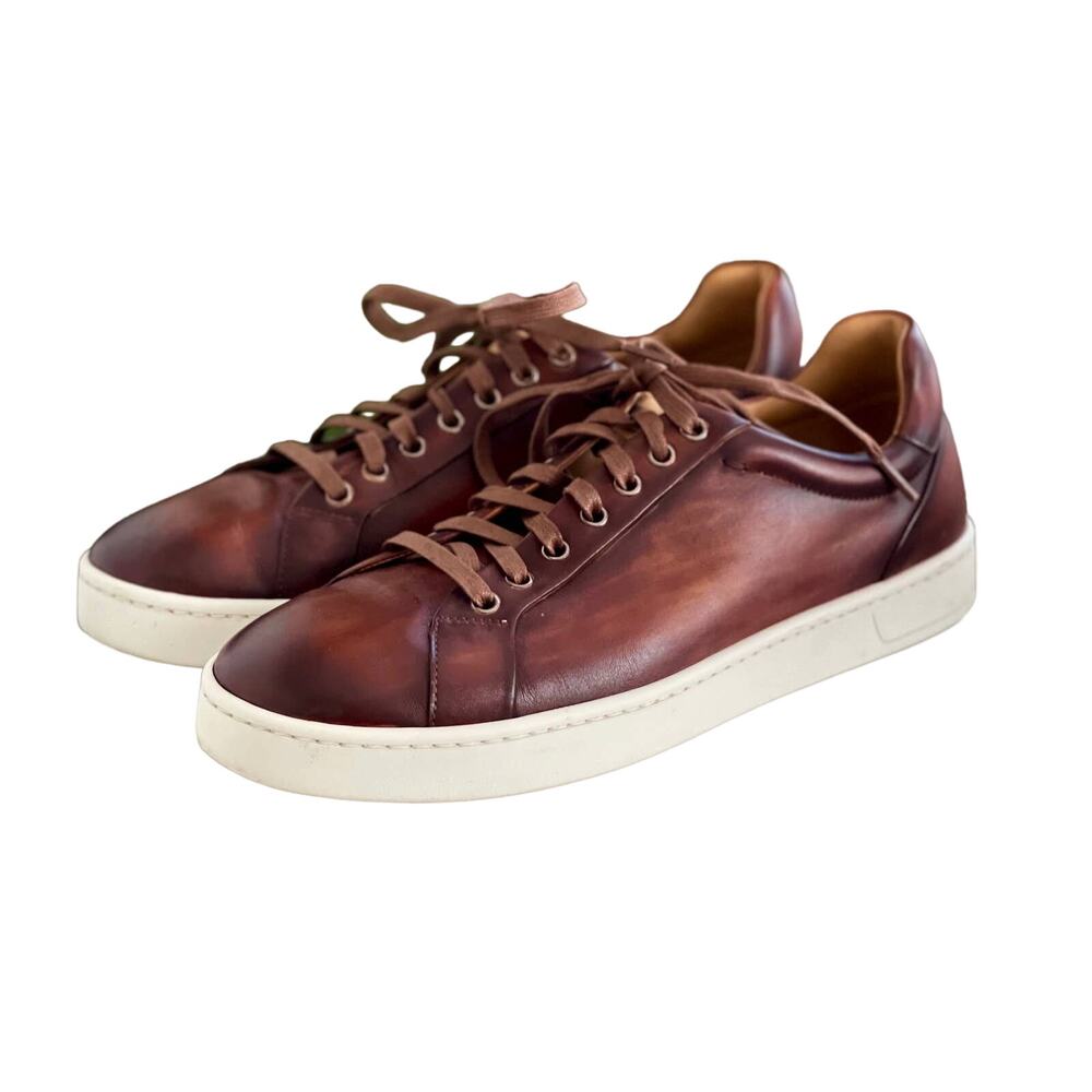 Magnanni Elonso Low Top Sneaker 8.5 Tobacco Leather Lace Up Fashion Mens Casual